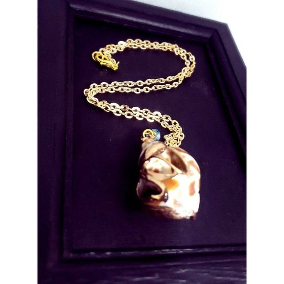 Golden shell beaded crystal necklace handmade - Picture 2 of 6